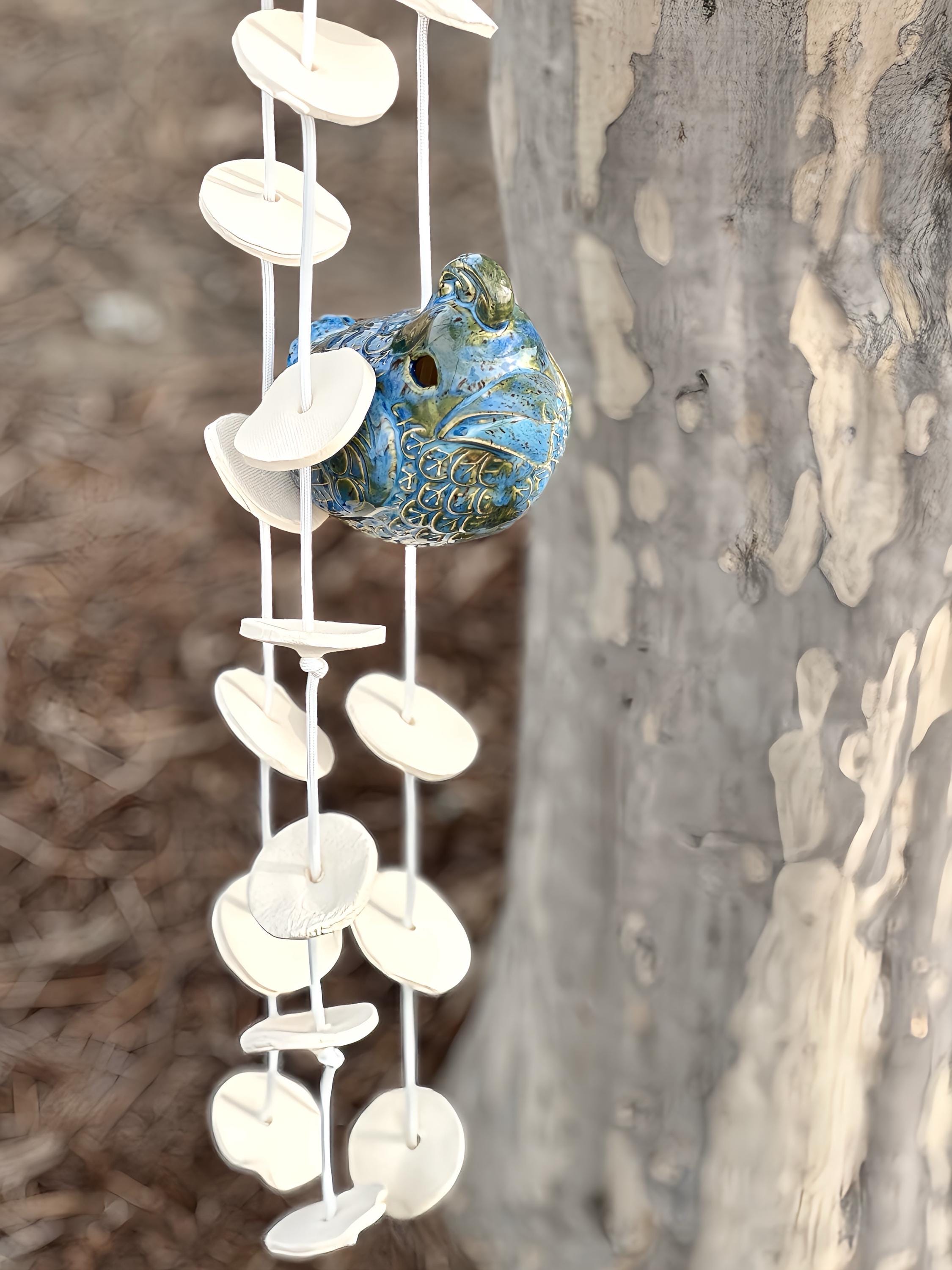 Wind Chime BIRD***Very Unique***Poor House Pottery**THREE-STRAND**Bereavement-Mom-Friend-Wedding-Fathers Day-Mothers Day-Memorial-Birthday!