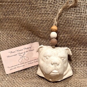 Bulldog Stoneware Ornament or Home Hanging Decor-With Wooden Beads-Dad-Mom-Friend-Wedding-Mothers Day-Fan Gift-Gift-Happy-Dog Lover Gift!!!!