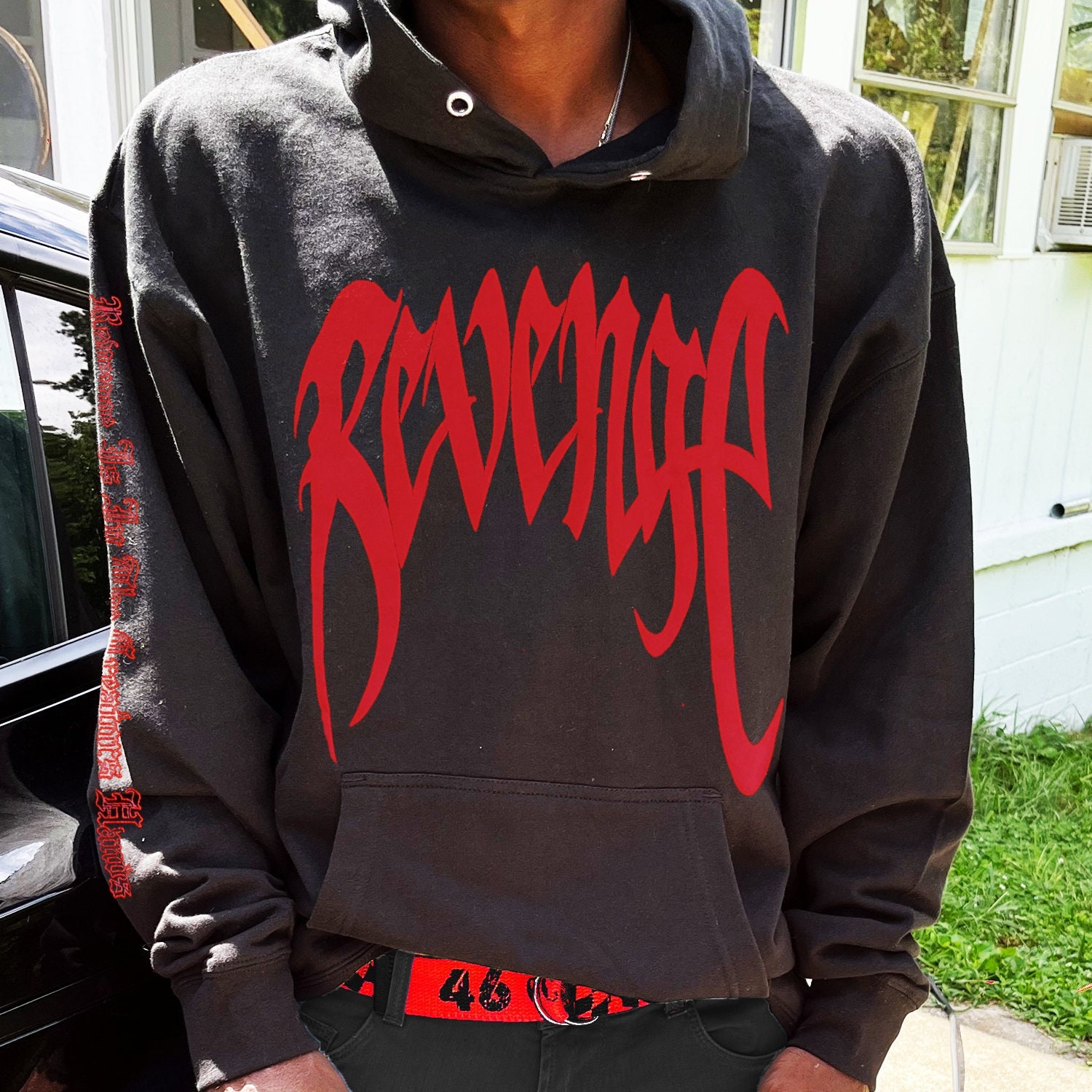 Blue Embroidery Revenge Hoodie campestre.al.gov.br