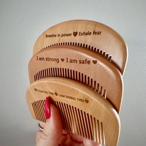 Wooden Birth Comb, Custom Engraved Affirmation Birth Comb For Labour