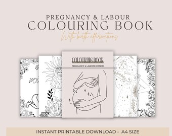 Pregnancy Labour Colouring Book, Empowering Affirmations, Fun Labour Activity, Instant PDF Download