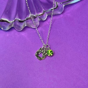 Christmas Wreath Charm Necklace: Green, Silver Holiday Jewelry
