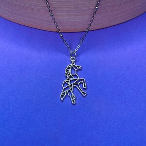 Unicorn Charm Necklace- Geometric, Charm, Gift, Silver, Stainless Steel Chain, 18 Inch