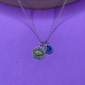Evil Eye Charm Necklace- Protection, Blue, Gift, Silver, 18 Inch