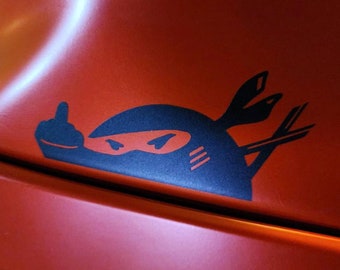 Peeker Ninja Decal F*** off Vinyl / Die-cut Sticker. ( Motorcycle