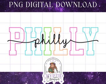 Philly Pastel Outline Digital PNG Philadelphia PNG