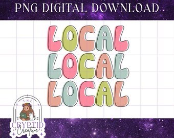 Pastel Retro Bubble Letter Local PNG