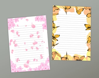 Printable Stationery, Printable Stationary, Nature Themed, Writing Set, Notepaper, Digital