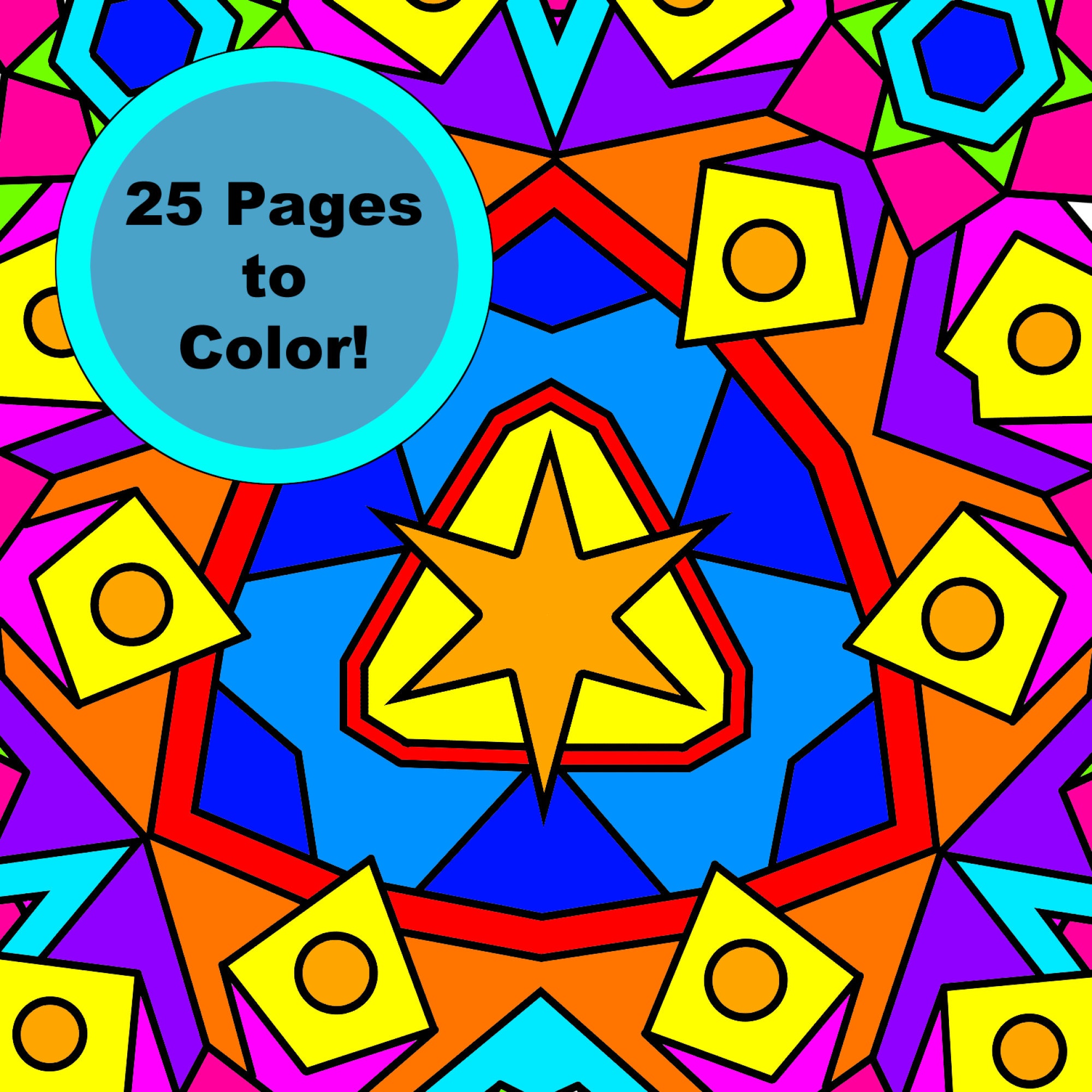 Printable Kaleidoscope Coloring Pages for Kids Coloring Etsy