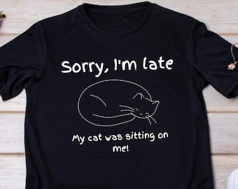 Förlåt att jag är sen katt-t-shirt | kattälskare | Bella Canva unisex-t-shirt