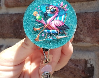 Flamingo  badge reel