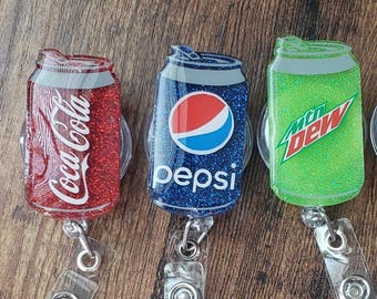 Glitter can handmade retractable ID badge reel