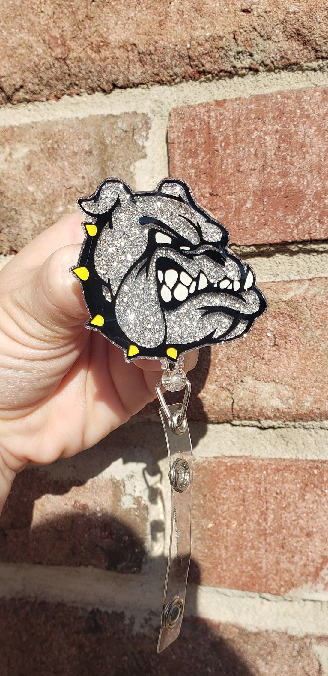 Bulldog handmade retractable ID badge reel nurse teacher badge reel lanyard