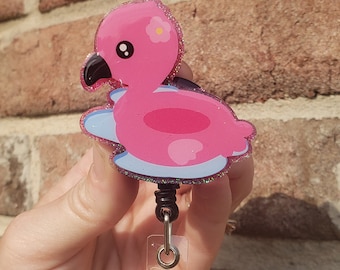 Flamingo float badge reel