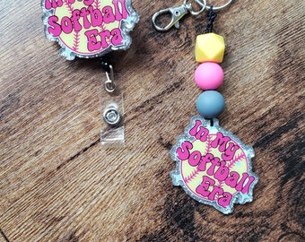 Softball era badge reel or softball era keychain