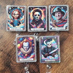 Tarot card halloween character handmade badge reel retractable ID