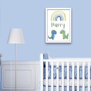 Dinosaur Wall Art, Digital Download, Nursery Wall Print, Personalised Nursery Print, Kids Wall Art, Kids Name Print, Dinosaur Print