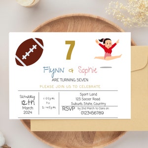 Editable twin Invitation, Digital Invitation, Twin Birthday Invitation Boy and Girl, Twin Invitation Boy Girl, Personalised Invite, Siblings