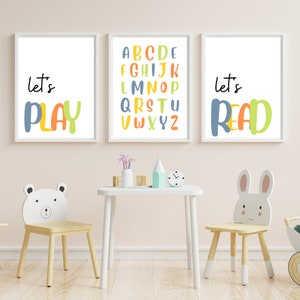 DIGITAL FILES, Set of 3 Playroom Prints, Playroom Wall Decor, Playroom Art, Kids Wall Decor, Toddler Room Decor, Toddler Playroom