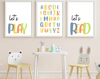 ARCHIVOS DIGITALES, Conjunto de 3 impresiones de la sala de juegos, Decoración de la pared de la sala de juegos, Arte de la sala de juegos, Decoración de la pared para niños, Decoración de la habitación para niños pequeños, Sala de juegos para niños pequeños