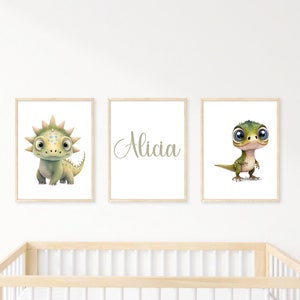 Dinosaur Prints, Nursery Wall Decor, Digital Downloads, Editable Prints, Printable Name Art, Dinosaur Name Print, Dinosaurs for girls