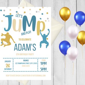 Jump Party Birthday Invitation, Jump Birthday Invite, Jump Party, Trampoline Party, Let&#39;s Jump Party, Birthday Invitation