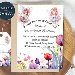 Magical Enchanted Fairy 1St Birthday Invite | Fairy First Party| Fairy First Birthday | Fairy Birthday Party | Fairy 1St Birthday Floral