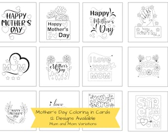 Mothers Day Gift | Mothers Day Coloring Card | Printable Mothers Day Card to color  | Coloring Page | Mom Printable Card | Instant Download