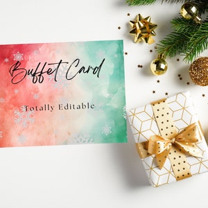 Buffet Card, Food Label, Editable Christmas label, DIY Buffet tent, Food Tent, Instant download, Christmas Food Tent, Red and Green
