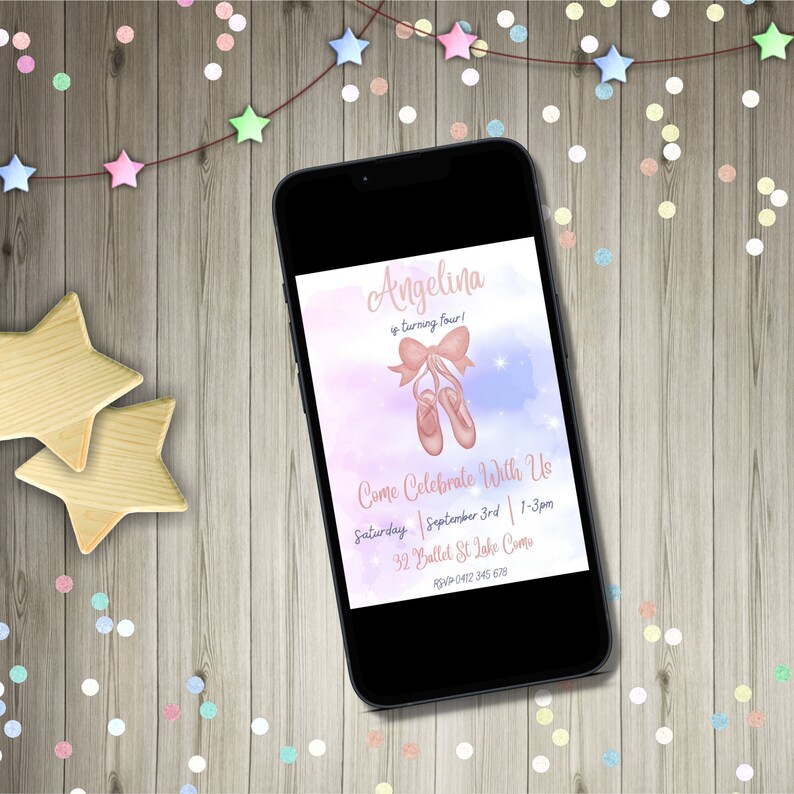 Editable Ballet Invitation Digital Invitation Ballet Birthday ...