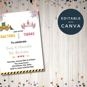 Twin Invitation, Digital Invitation, Twin Birthday Invitation Boy and Girl, Twin Invitation, Twin Invite Boy Girl, sibling invite, Editable