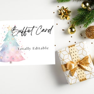 Buffet Card, Food Label, Editable Christmas label, DIY Buffet tent, Food Tent, Instant download, Christmas Food Tent