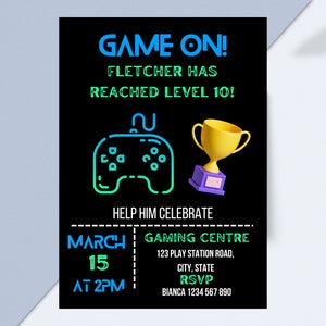 Video Game Party Invitation editable, Gamer Birthday Invite, Video Games Invitation, Video Game Invite, Gaming, Game Party, Instant Download