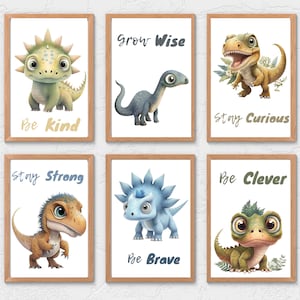 Dinosaur Wall Art | Water colour Dinosaurs | Dino Nursery Wall Art | Set Of 6 Dinosaur Prints | Boys Room Decor | Nursery Decor