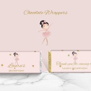 Chocolate Wrappers to Print Editable, Ballerina Chocolate Label, Pink Chocolate Wrapper, Party Favor, Thank You Gift, Pink Princess