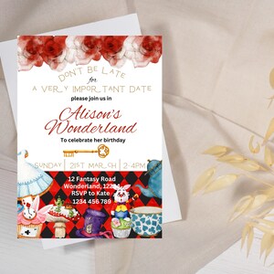 Alice in Wonderland Invitation Template, Alice in Wonderland Birthday Invite, Mad Hatter, Tea Party, EDITABLE Printable Instant Download