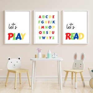 DIGITAL FILES, Set of 3 Playroom Prints, Playroom Wall Decor, Playroom Art, Kids Wall Decor, Toddler Room Decor, Toddler Playroom, primary