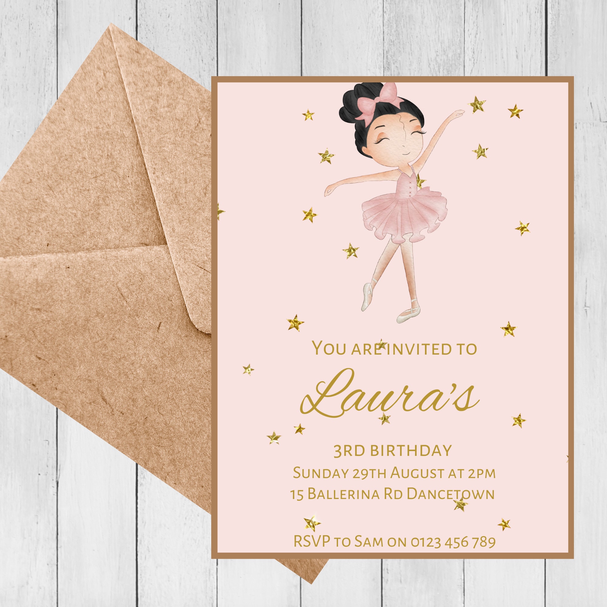 Ballerina Invitation, Digital Invitation, Ballet Birthday Invitation ...