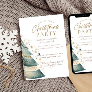 Christmas Party Invitation | Instant Download | Printable Template | Holiday Trees Invitation | Christmas Party Printable