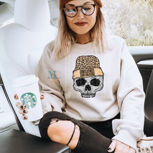 Freezing to Death Skull with Leopard Screen Print Transfer | Screen Print | Ready to Press | Transfer | Skull | Leopard