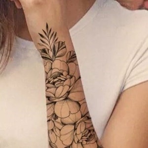 Temporary Tattoo Tattoos Art Vintage Party Body Women Design Fake Flash Colorful Flowers Rose Roses Sleeve Boho Floral Watercolor Large image 1