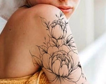 Temporary Tattoo Tattoos Art Vintage Party Body Women Design Fake Flash Colorful Flowers Rose Roses Sleeve Boho Floral Watercolor Large