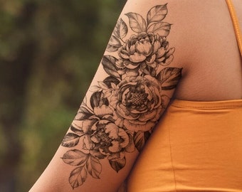 Temporary Tattoo Tattoos Art Vintage Party Body Women Design Fake Flash Colorful Flowers Rose Roses Sleeve Boho Floral Watercolor Large