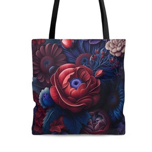 Tote Bag Aesthetic • Gift for Her • Floral Tote Bag • Large Tote Bag • Personalized Bag • Gift for Mothers • Gift for Friend