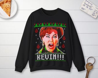 Funny Ugly Christmas Sweater • Home Alone Kevin • Women Funny Crewneck Sweatshirt • Men Funny Sweater • Funny Christmas Gift • Unisex Fit