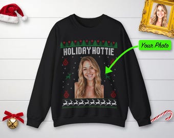 Custom Ugly Christmas Sweater with Your Photo • Custom Face Sweater • Personalized Photo Sweatshirt • Funny Christmas Gift for Men and Women