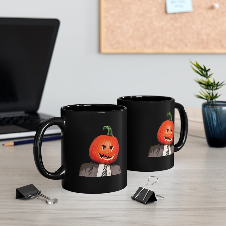 Dwight Pumpkin Head Mug, Funny Office Mug, Dwight Pumpkin Head Mug, The Office Mug, The Office Halloween Cup, TV Show Mug image 4