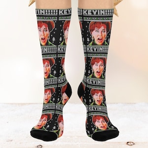 Home Alone Christmas Socks - Funny Ugly Christmas Sweater Socks - Kevin Christmas Socks - Crew Socks - One Size Fits All - Christmas Gift