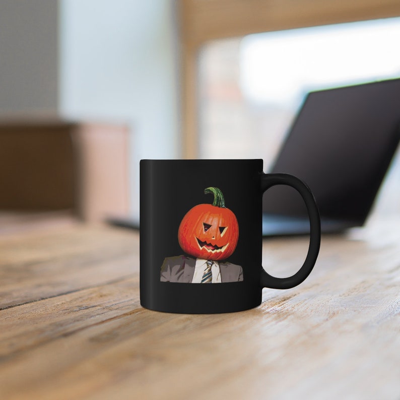 Dwight Pumpkin Head Mug, Funny Office Mug, Dwight Pumpkin Head Mug, The Office Mug, The Office Halloween Cup, TV Show Mug image 5
