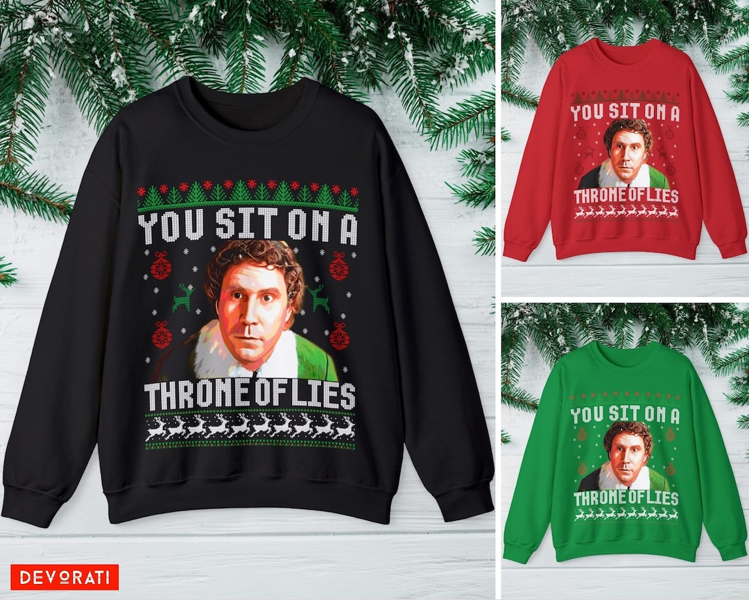 Funny Ugly Christmas Sweater Buddy the Elf Sweater Women Funny Crewneck